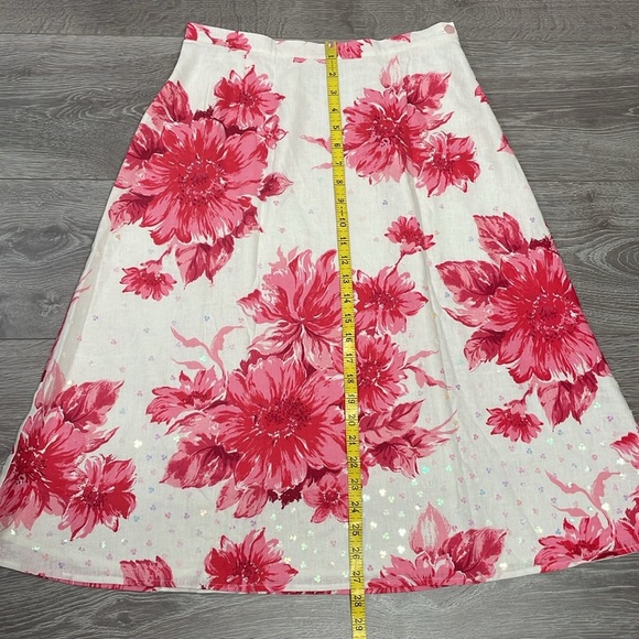 Coldwater Creek Linen Blend Floral Sequin A-Line Lined Skirt PM - Picture 9 of 16